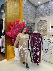 WOOLEN LONG DRESS FACE DESIGN (IMP-474)