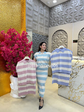 SUMMER KNIT STRIPE TOP & SKIRT SET (PRM-164.) NEW