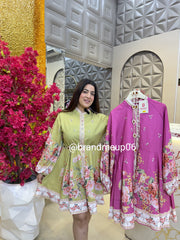 Linen Dress With Designer Belt (PRM-422)