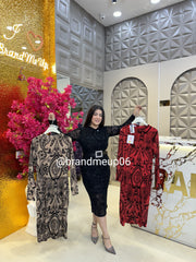 Imported Powernet Dress With Belt (PRM-354)
