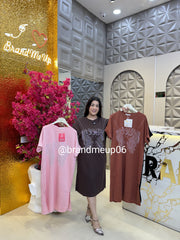 Rhinestone Imported Stretchable cotton Lycra Dress (PRM-494) FEATHER