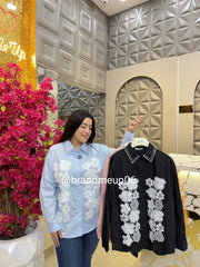 Cotton Shirt With Designer Flower (PRM-558)