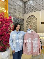 Cotton Shirt With Designer Flower (PRM-558)