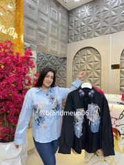 Cotton Shirt With Designer Flower (PRM-560)