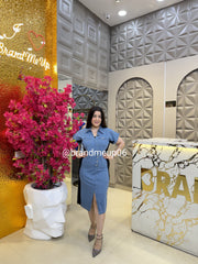 Denim Dress With Front Slit (PRM-562)