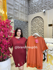 Super Soft Stretchable Dress With Pocket Cutout Work (PRM-566)