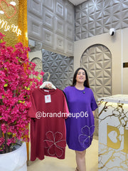 Imported partywear Dress With Pocket (PRM-598) 3D FLOWER