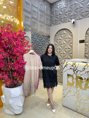 Imported Partywear Dress With Pocket (PRM-605) LACE DETAILS