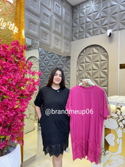 Imported Partywear Dress With Pocket (PRM-605) LACE DETAILS