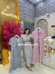Wide Stripe Maxi With Belt (PRM-639)