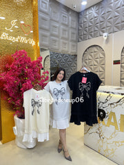 Cute Designer Pearl Bow Dress (PRM-653)