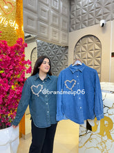 Denim Rhinstone Shirt (PRM-679) BIG HEART