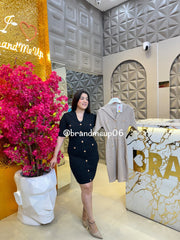 SUMMER KNIT GOLDEN BUTTON DRESS (PRM-699)