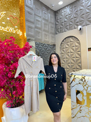 SUMMER KNIT GOLDEN BUTTON DRESS (PRM-699)