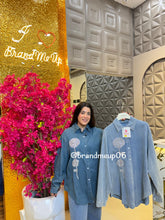 DENIM SHIRT WITH ROSE RHINESTONE (PRM-716)