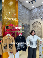 DESIGNER WOOLEN PRINTED POCKET CARDIGAN (IMP-556)