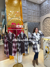 WOOLEN CHECK COAT WITH BELT AND POCKET (IMP-678)