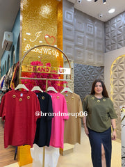 COTTON T-SHIRT WITH GOLDEN BROOCH (TEE-182)