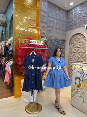 ‘CANDY’ DENIM FRILL DRESS WITH BELT (SKU-43) (CODE-0026)