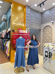 ‘SPARK’ DENIM DRESS WITH SIDE BELT (SKU-47) (CODE-99121)
