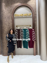 WOOLEN DRESS WHITE STRIPE SHRUG (IMP-520)