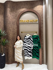 WOOLEN LONG DRESS ZEBRA PRINT (IMP-533)