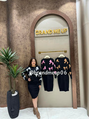 WOOLEN DRESS WITH BOW RHINESTONES TOP (IMP-597)
