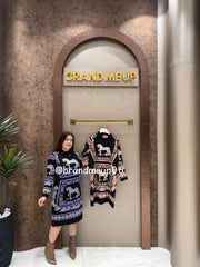 WOOLEN LONG PRINTED DRESS (IMP-740) HORSE