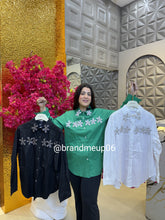 Cotton Shirt With Flower Rhinestones (PRM-393)
