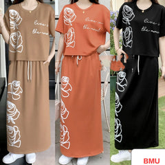 Imported Stretchable Skirt Set With Rose Print (PRM-571)