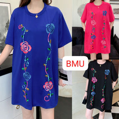 Imported Partywear Dress With Pocket (PRM-601) ROSE