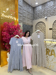Stripe Maxi Dress With Belt (PRM-573)