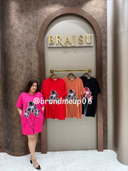 Imported partywear Dress With Pocket (PRM-599) FLOWER EMB