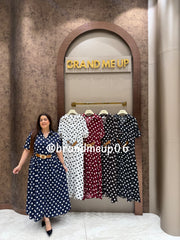 ‘DROP’ POLKA DRESS WITH FRONT BELT (SKU-302)