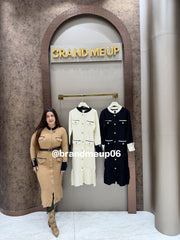 WOOLEN VABY DRESS WITH BELT (IMP-582)