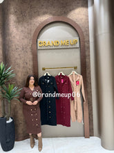 WOOLEN DRESS WITH BELT AND GOLDEN BUTTON (IMP-561)