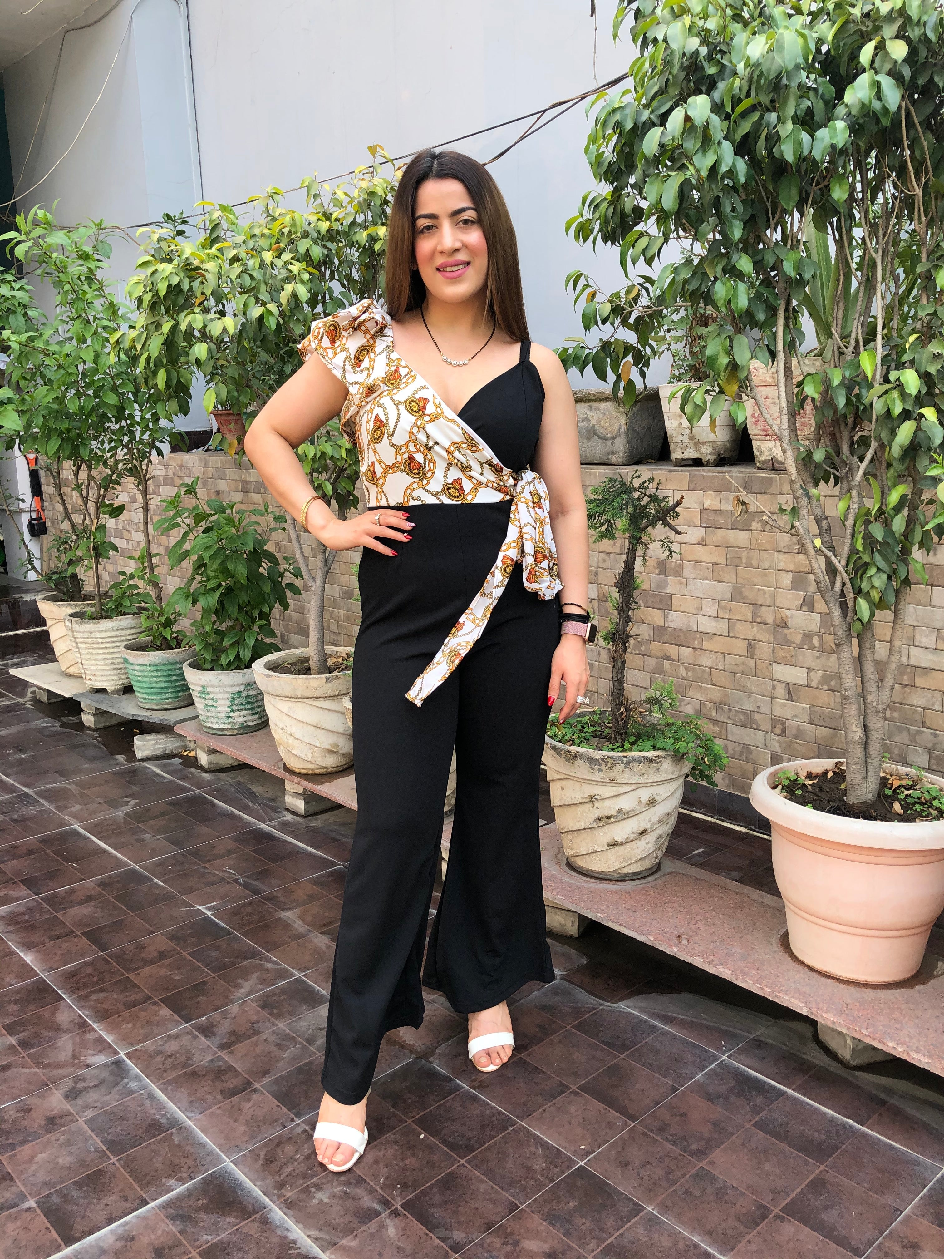 One Side Ribbon Jumpsuit