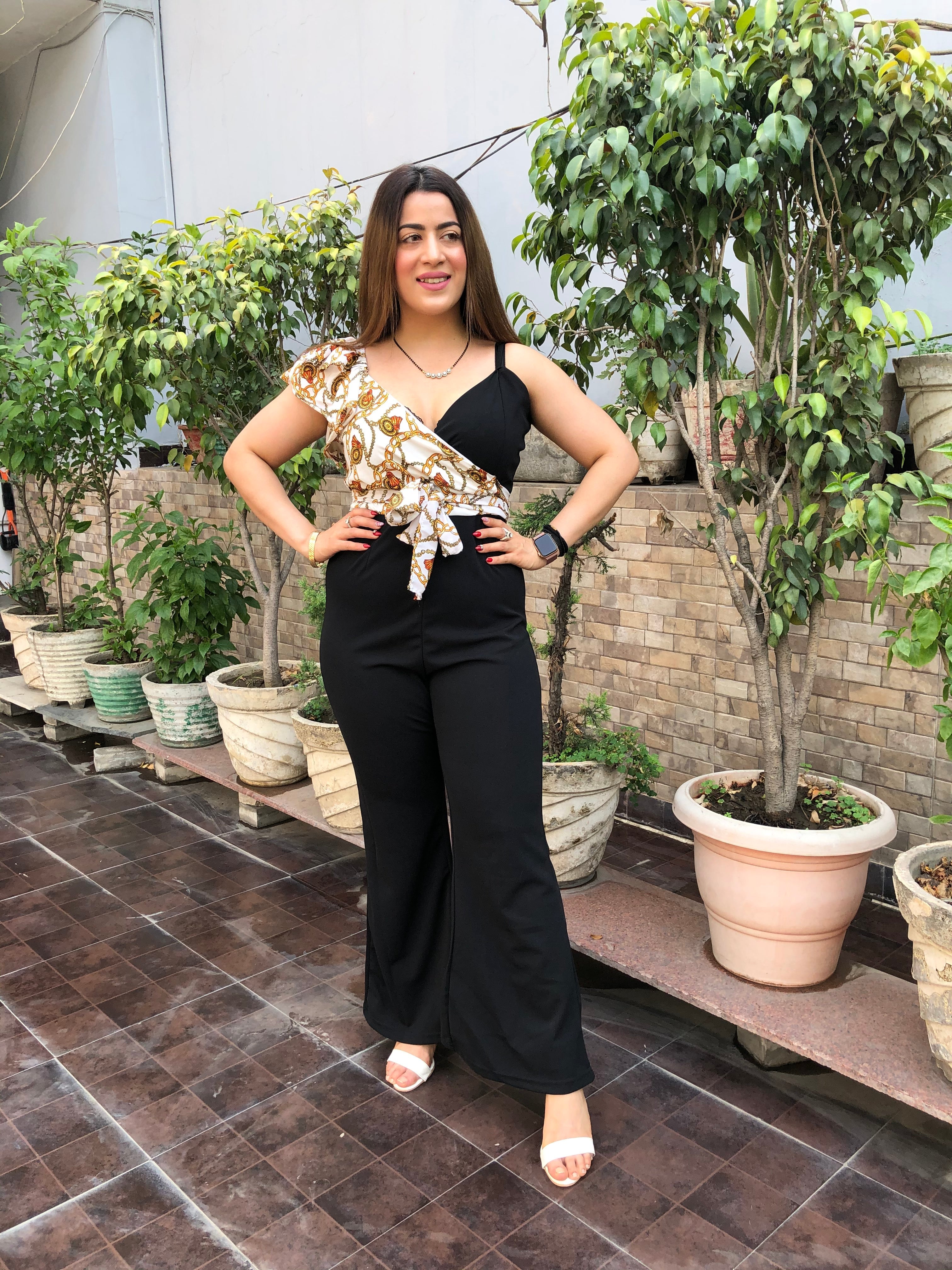 One Side Ribbon Jumpsuit