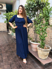 On/Off Shoulder Pleated Jumpsuit