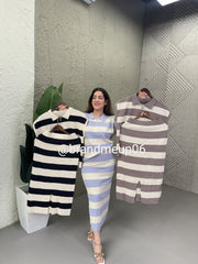 SUMMER KNIT STRIPE TOP & SKIRT SET (PRM-164)