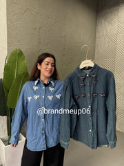 CUTE BOW DENIM SHIRT (PRM-186)