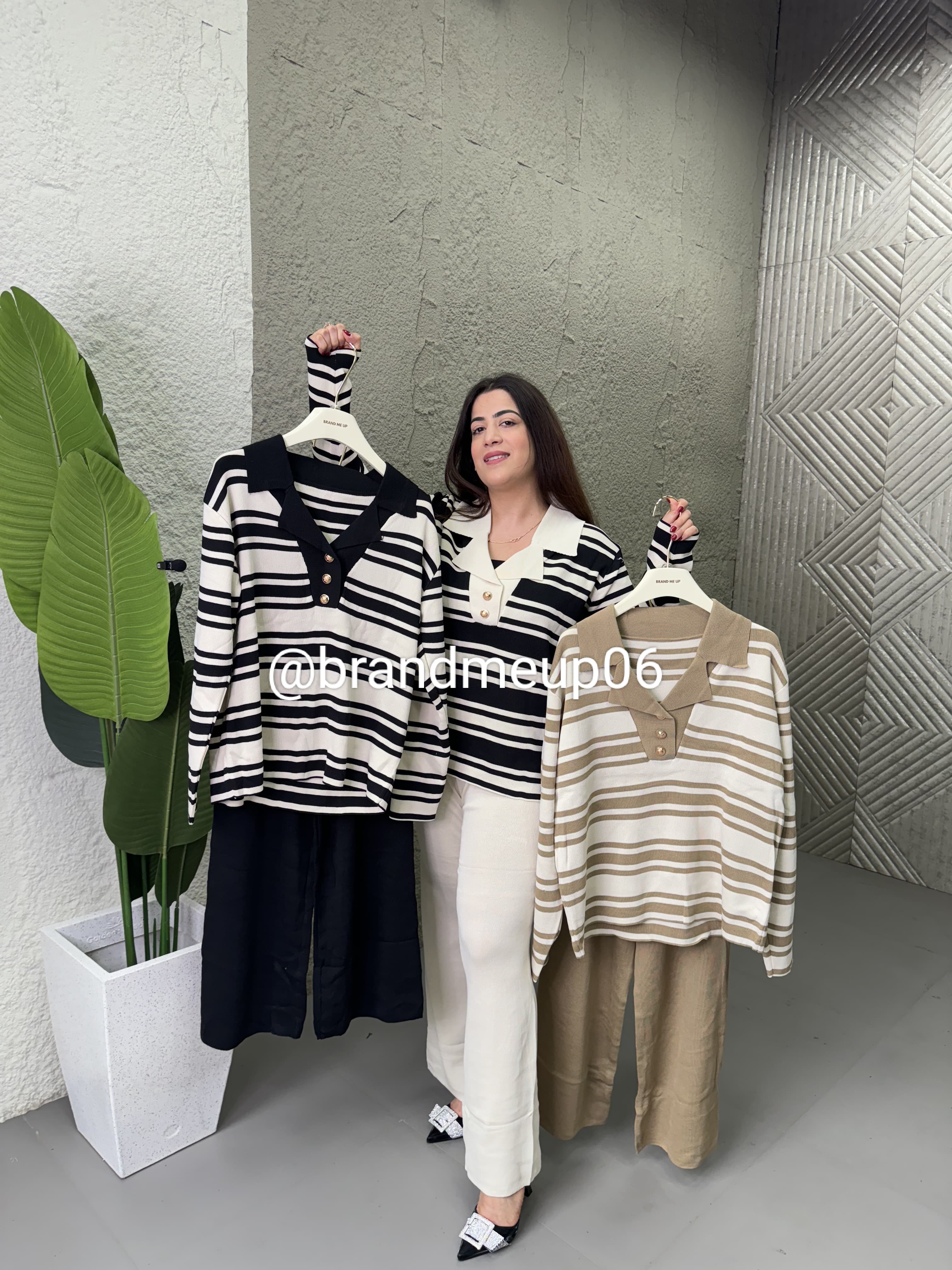 Stripe Knit Cord set (PRM-246)