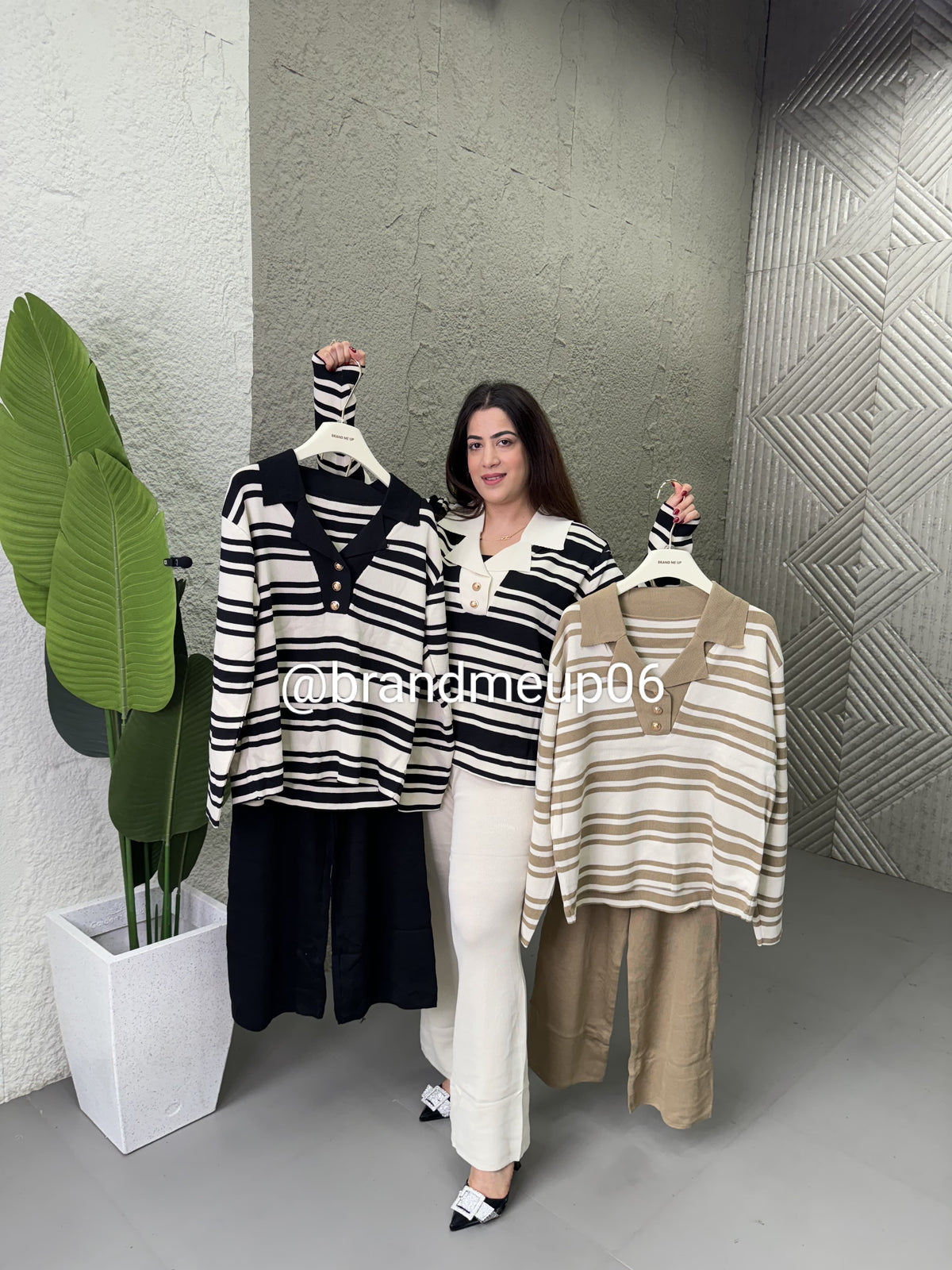 Stripe Knit Cord set (PRM-246)