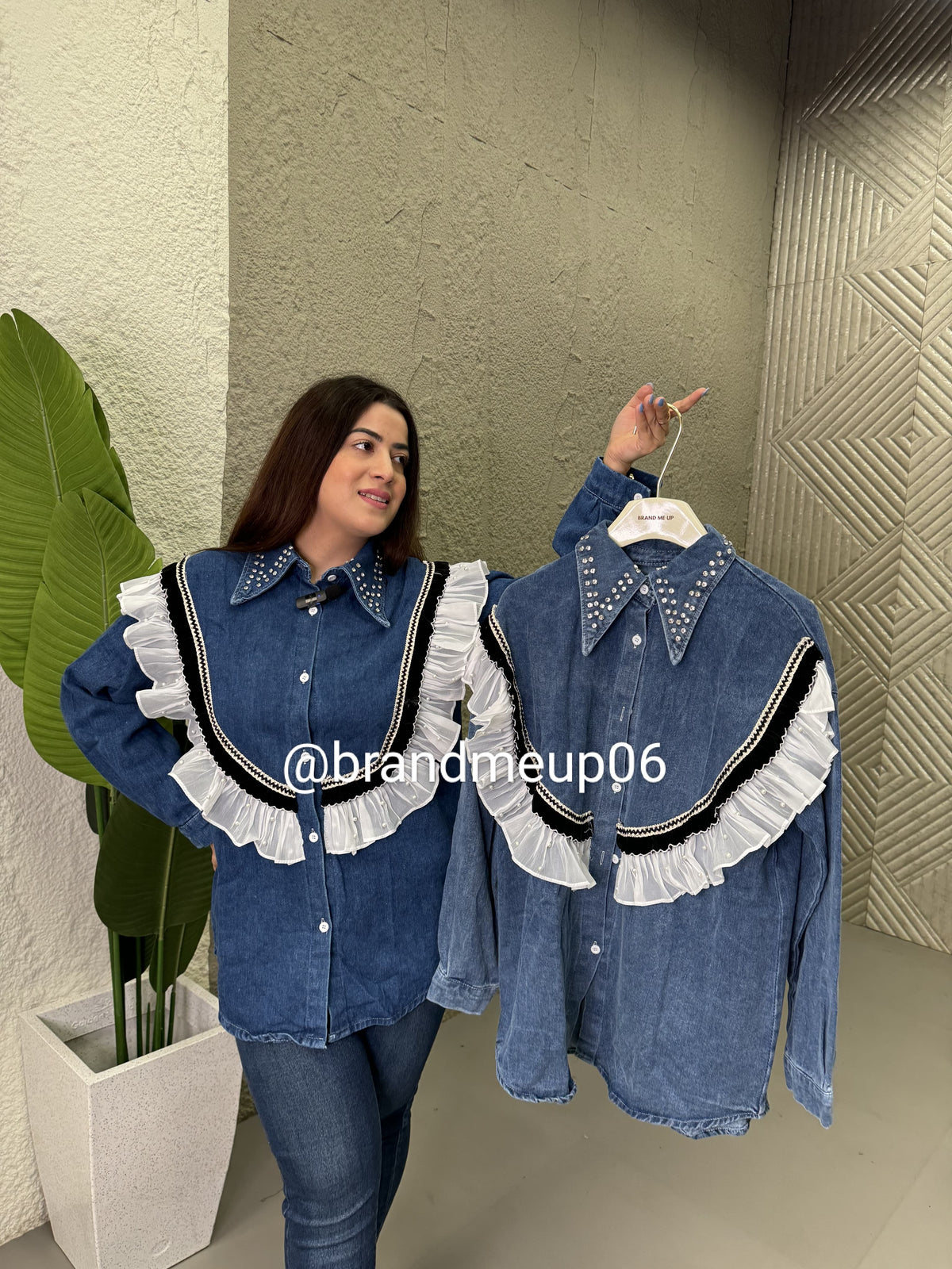 Frill Denim Shirt (SHIRT-156)