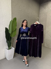 Velvet Dress With Belt (VELVET-1)