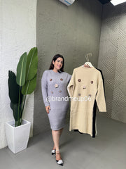 Woolen Dress With 3D Flower (IMP-223)