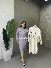 Woolen Dress With 3D Flower (IMP-223)