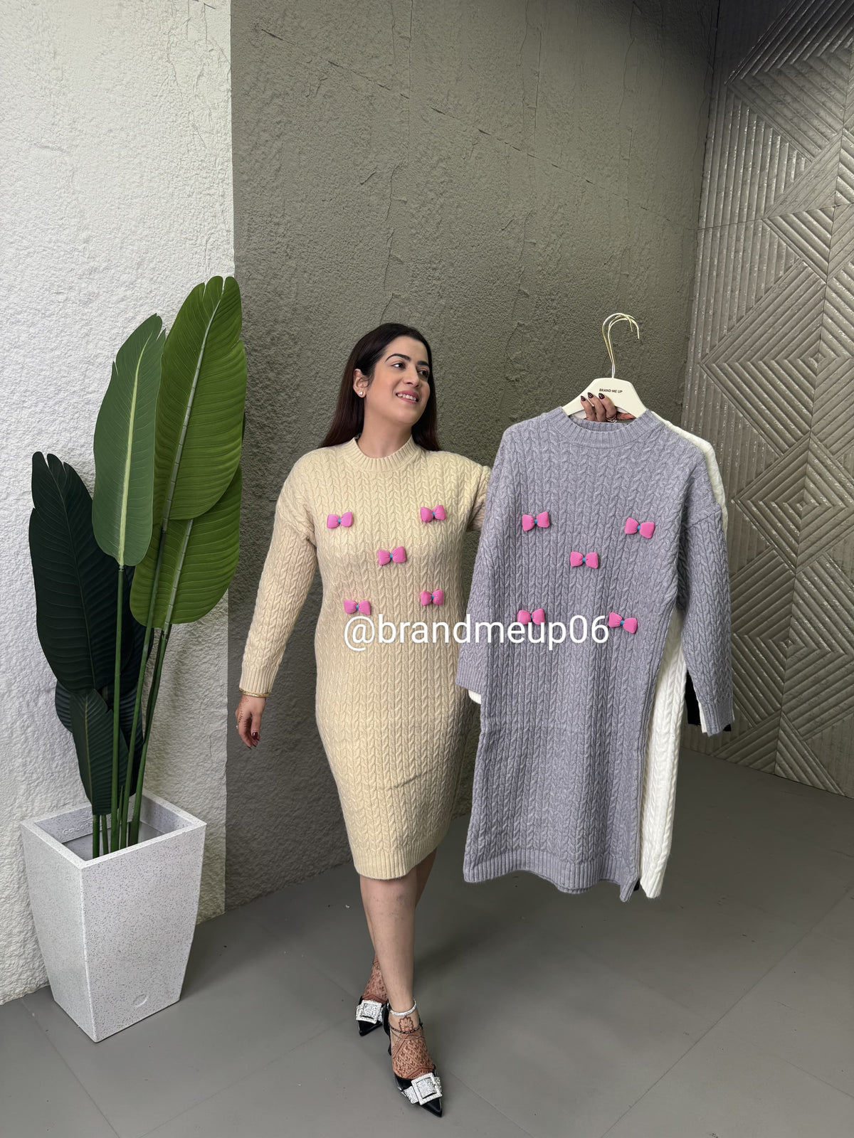 Woolen Dress With 3D Flower (IMP-224)