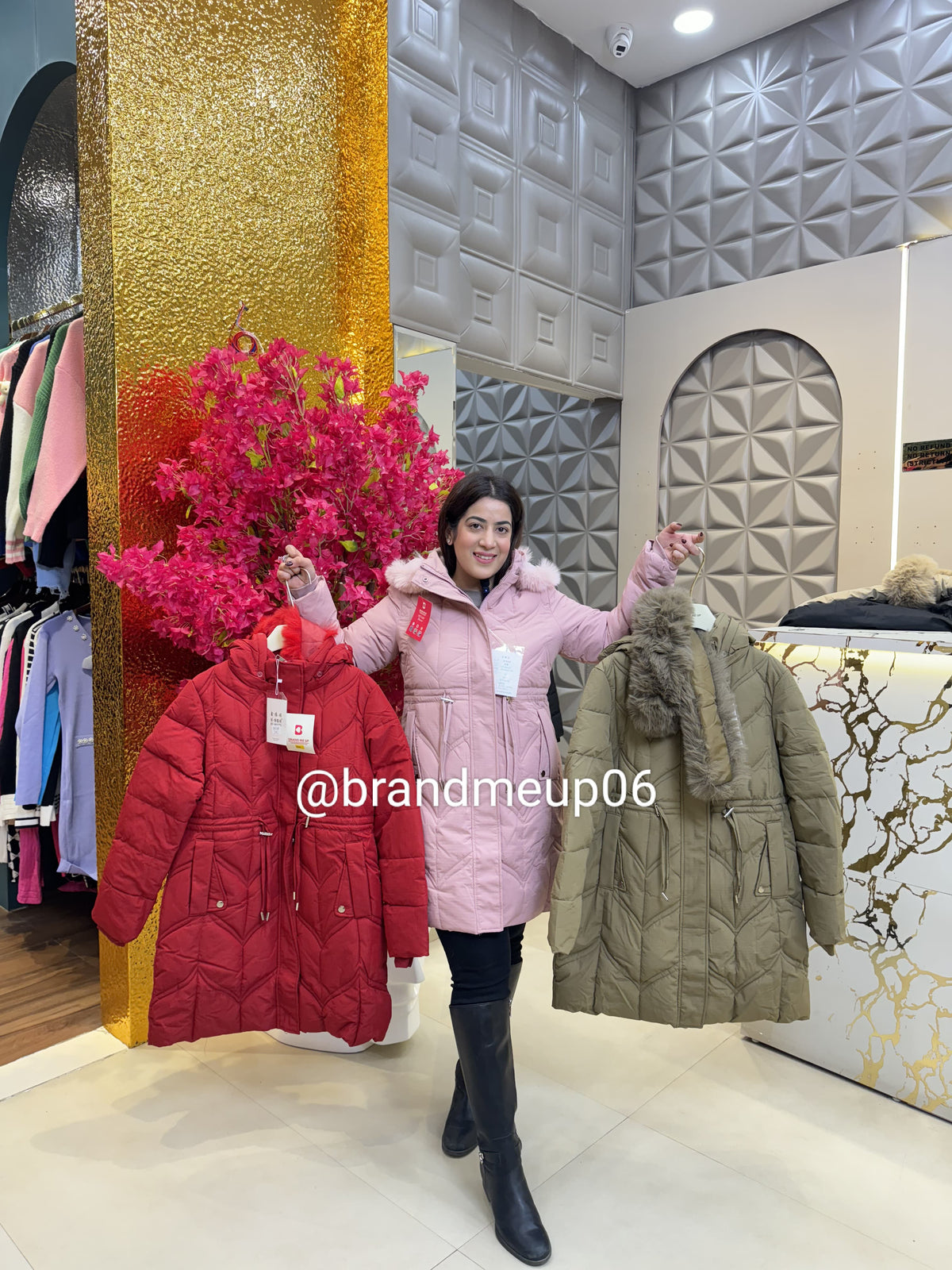 Long Puff Jacket with Fur Hoodie  (IMP-384)