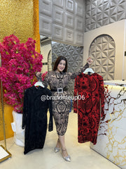 Imported Powernet Dress With Belt (PRM-354)